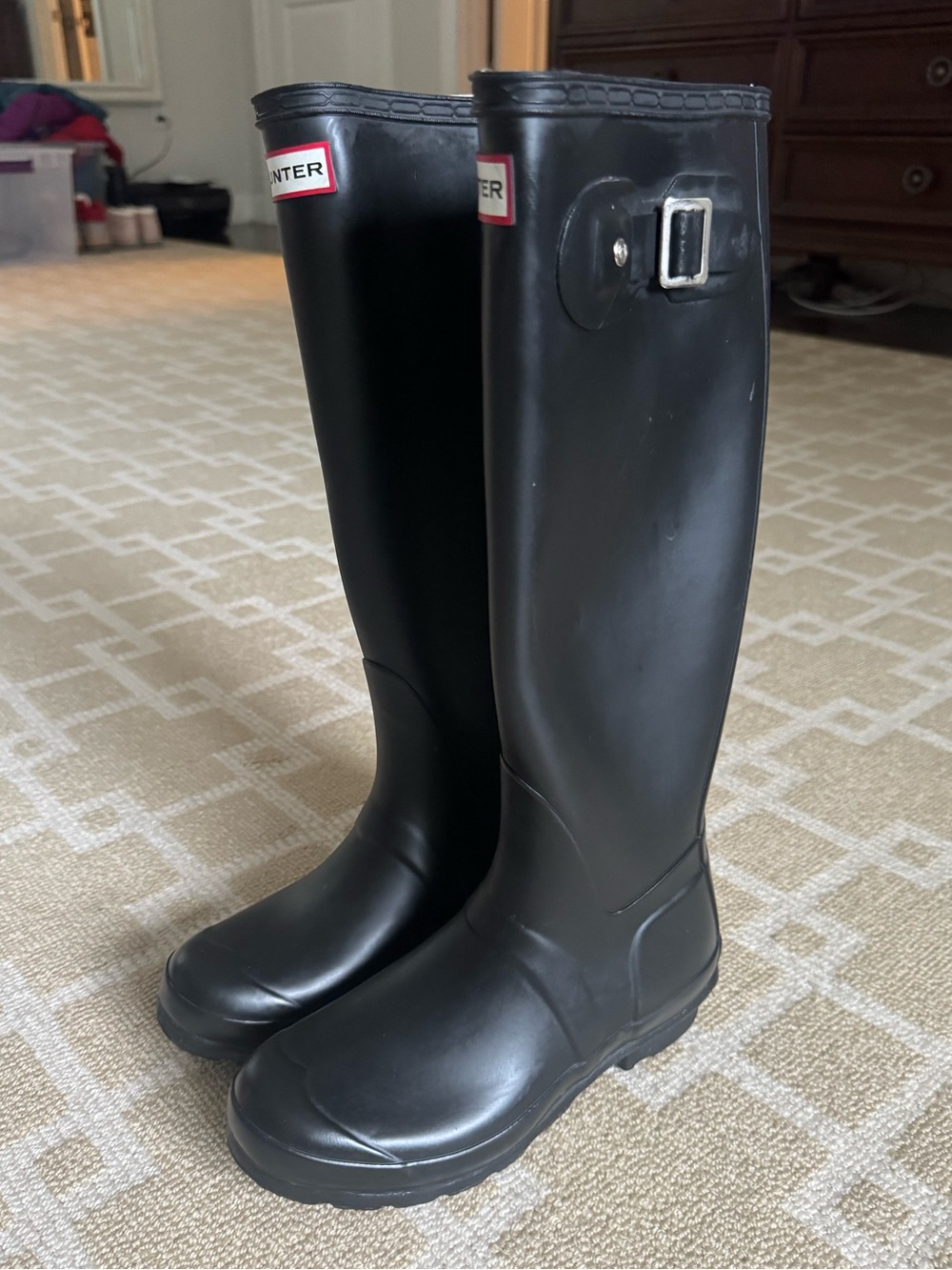 Hunter Original Tall Matte Black Waterproof Rain Boots Size 5 - Picture 6 of 9